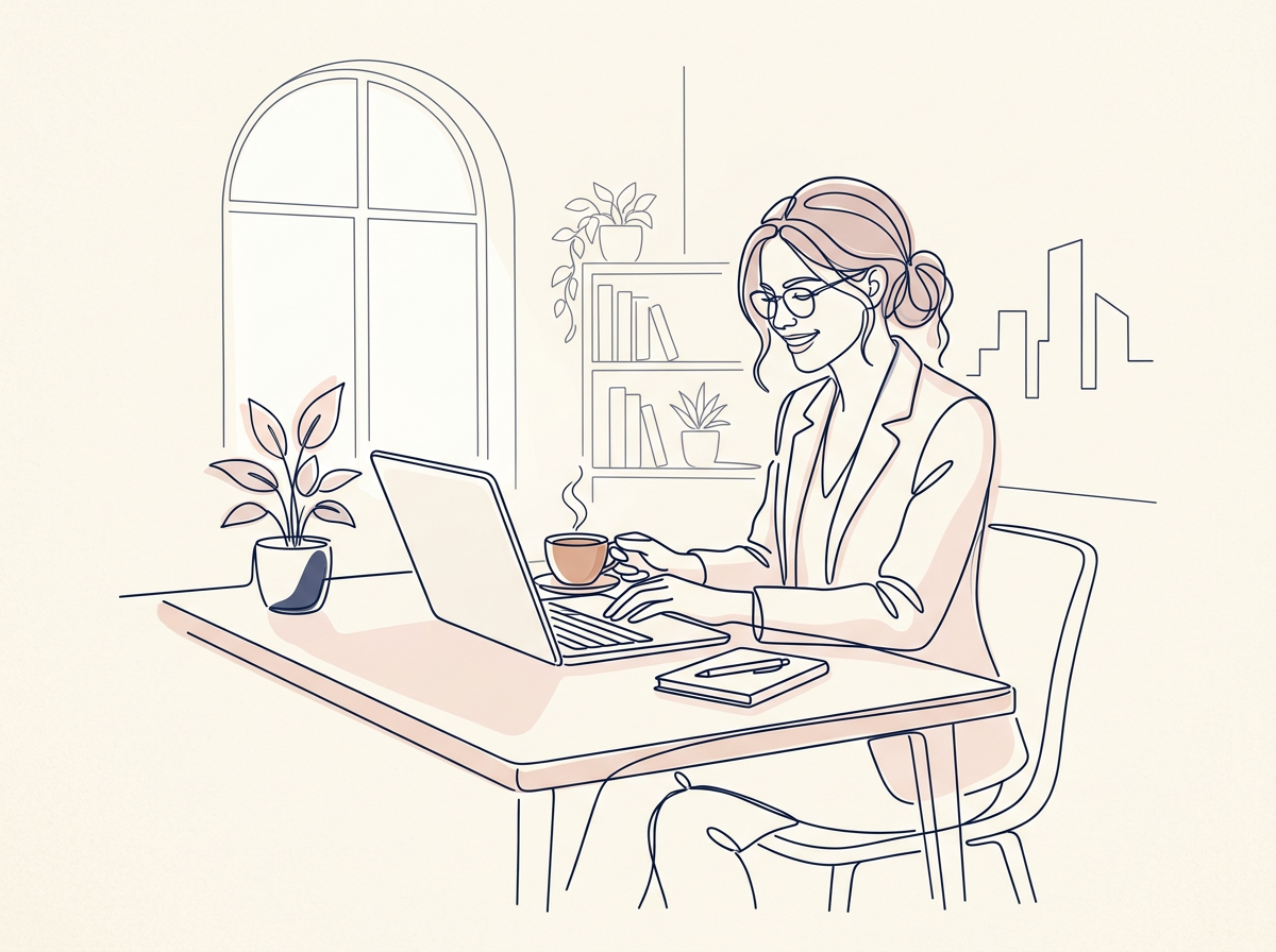 Illustration femme au bureau - Cap RH